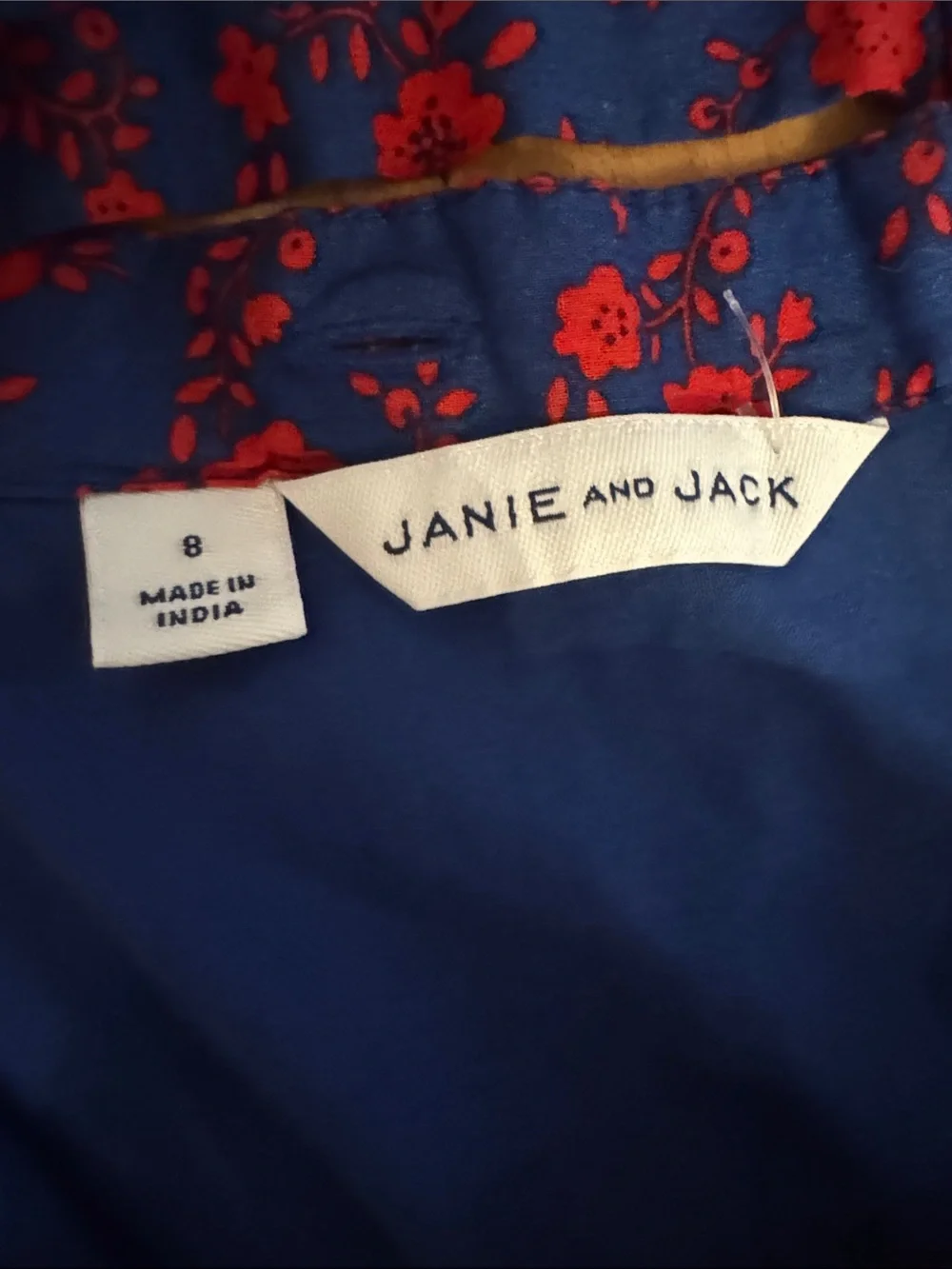 Janie and Jack Royal Blue Jumpsuit with Red Floral Pattern